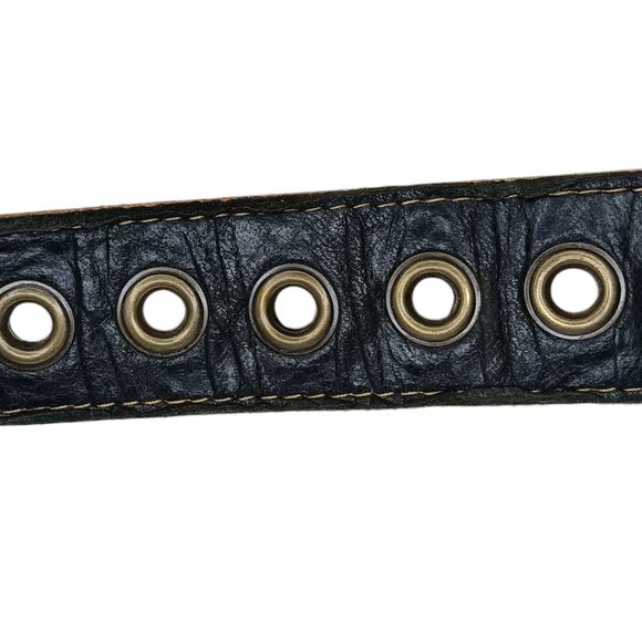 Black Leather Gold Buckle Belt Braid Detail by Marnie Bugs Belt - Picture 11 of 12